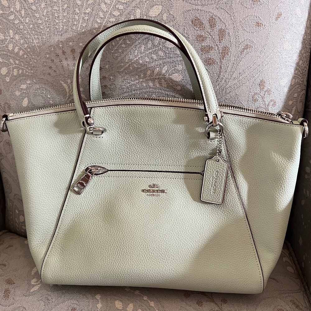 NWT COACH Pebble Grain Prairie Satchel/Pale Green